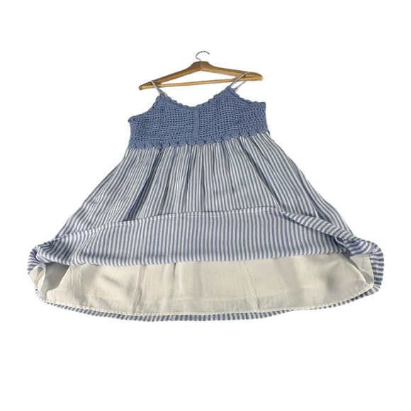 SO Blue Crochet Striped Sundress Womens L. White Blue Coastal Grandma Runs Small - Picture 6 of 13